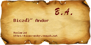 Biczó Andor névjegykártya